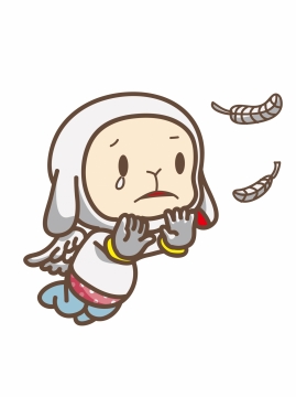 长着翅膀落泪的可爱小兔卡通形象