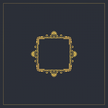 黑色背景下金色方形莲花花纹创意素材