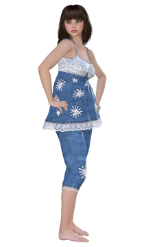 白色背景蓝色服装性感美女人物原画设计