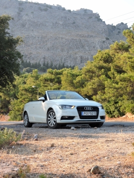 摄影基础_自然郊外树木小路间行驶白色轿车