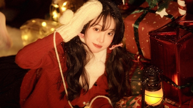 圣诞节美女高清桌面壁纸