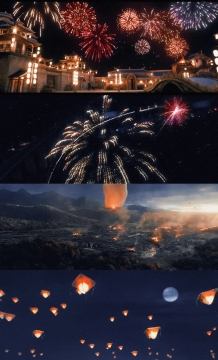 2021年新年烟花孔明灯图片