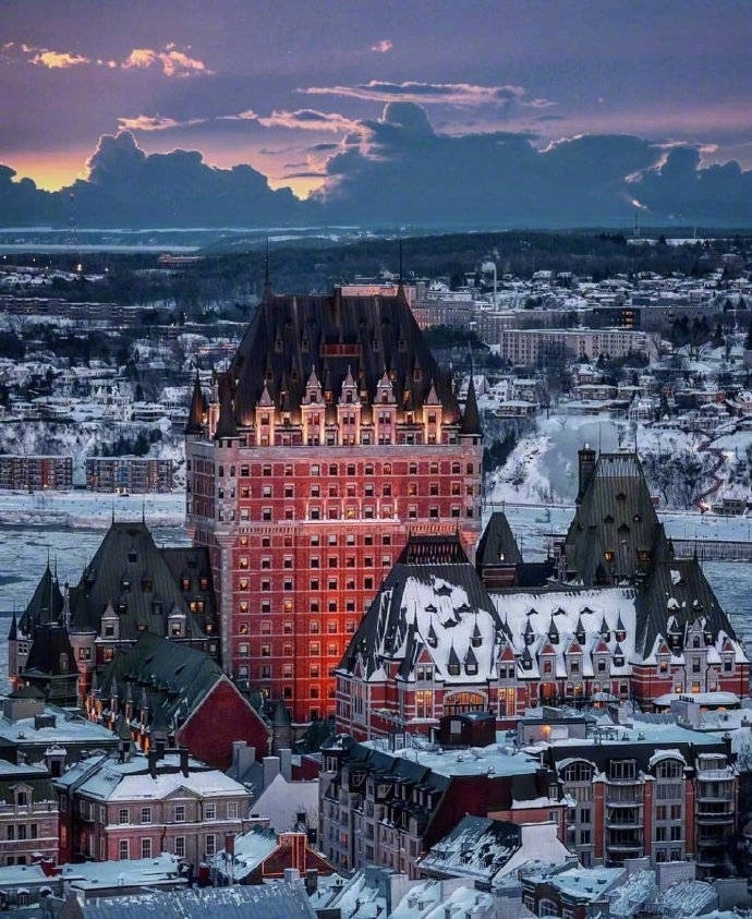加拿大魁北克的雪夜写真