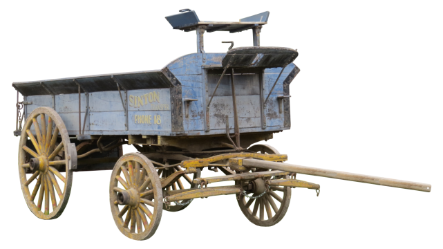西方19世纪蓝色货物马车