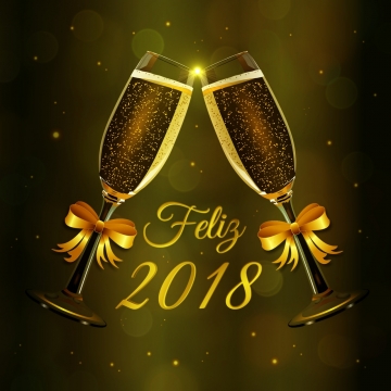 黑色背景两杯金色香槟金色字母设计