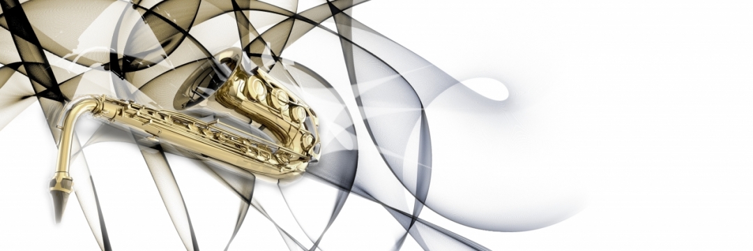 白底黑花纹上的萨克斯风创意设计