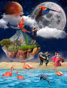 多种生态化环境的动物创意插画