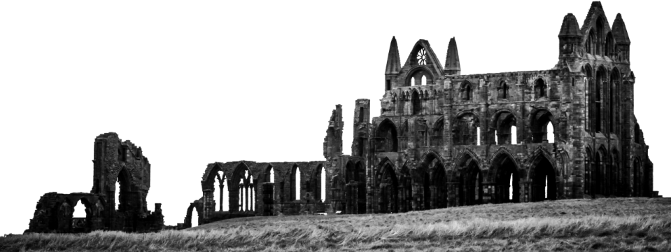 破烂不堪的废弃教堂建筑黑白风格摄影