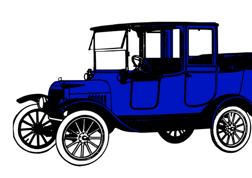 黑蓝配色的老爷车手绘