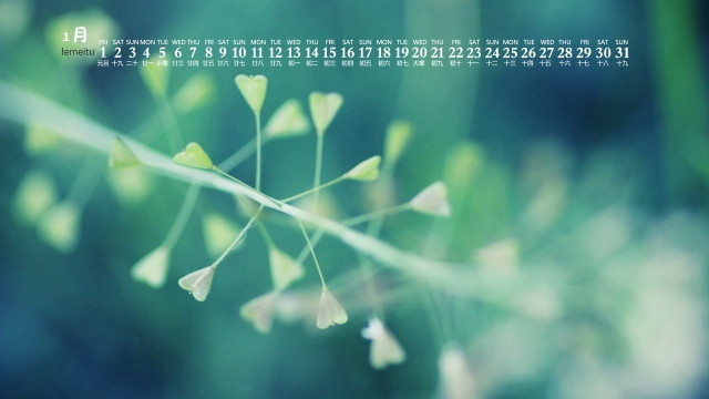 2021年1月清新绿色护眼高清日历壁纸