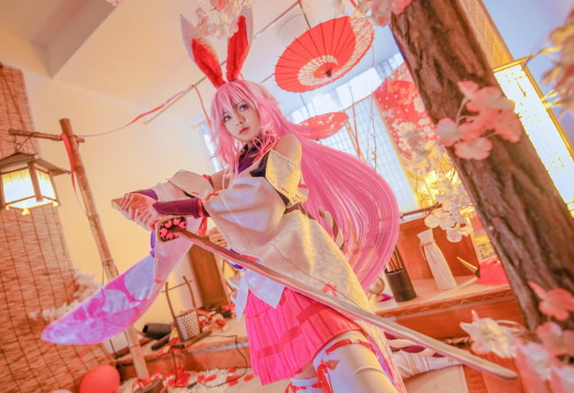 美女摄影_双马尾萝莉八重樱和服美腿诱惑