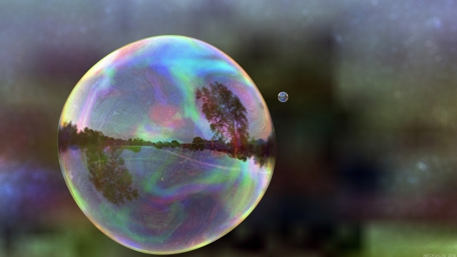 虚化背景迷幻色彩圆形气泡特写