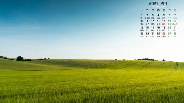 2021年2月清新唯美绿色植物高清日历壁纸