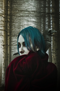 游戏模型吸血鬼美女绿发老鹰森林