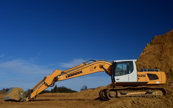 户外工地挖土机机械器具外景