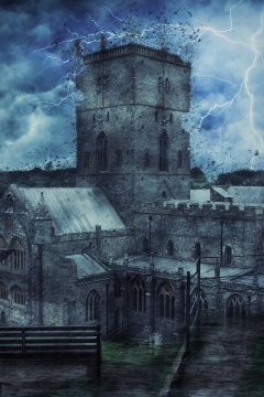 阴沉天空闪电雷暴灾害天气外景