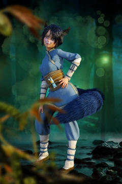 狐狸女孩尾巴美女短发狐狸耳朵