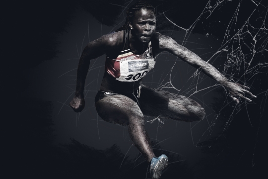 黑白奔跑黑人女性专业运动员