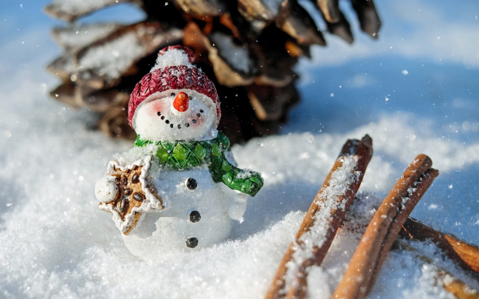 堆雪人自然风光优美风景秀丽高清桌面壁纸