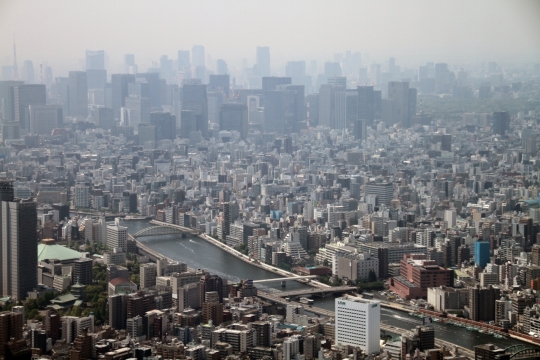 日本东京城市街道建筑全景