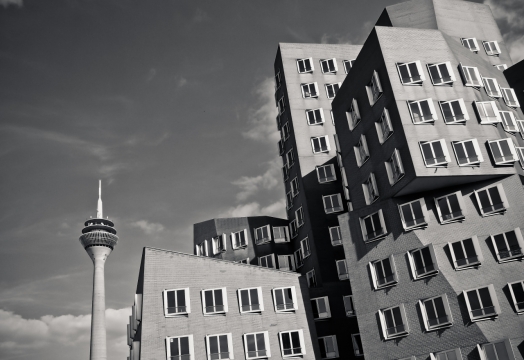 黑白城市街道现代创意房屋建筑