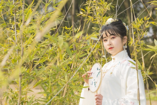 古风竹林汉服美少女