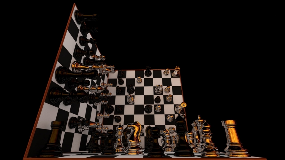 3d立体的西洋棋盘与棋子