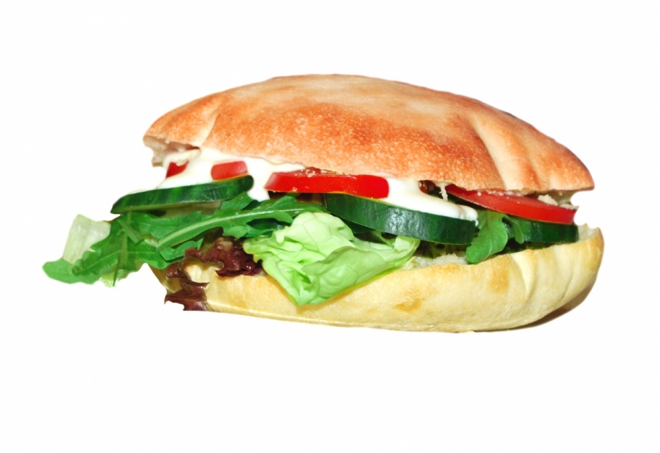 美味诱人的蔬菜沙拉汉堡美食摄影