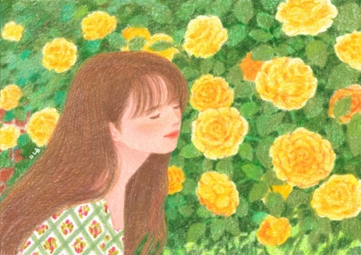 唯美春夏季节少女插画写真图片