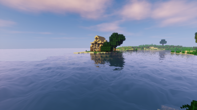 我的世界游戏海边房屋建筑天空海面风景