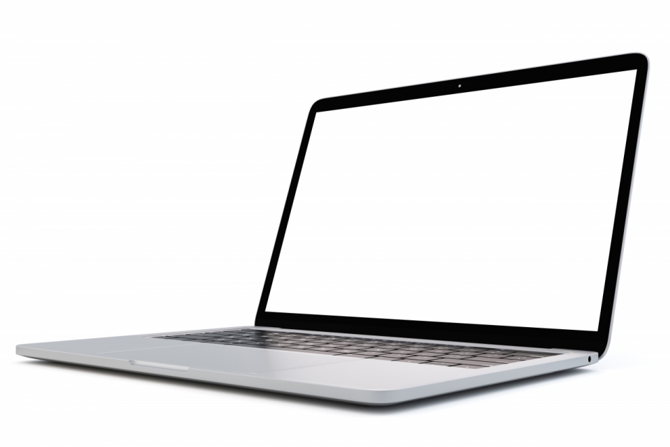 白色背景崭新空白屏幕笔记本电脑