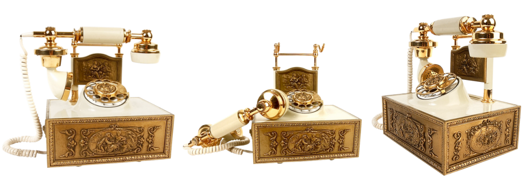 黄金白玉金色复古电话机特写