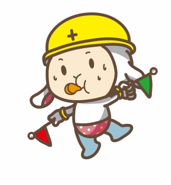 正在吹哨指挥交通的可爱小兔卡通形象