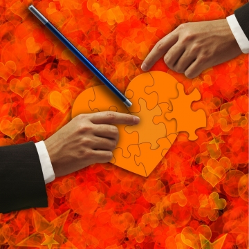 拼图绘画爱心铅笔手绘