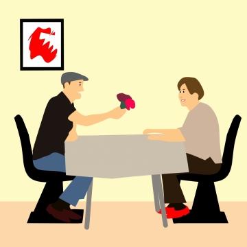 爱情漫画长久陪伴家庭夫妻鲜花