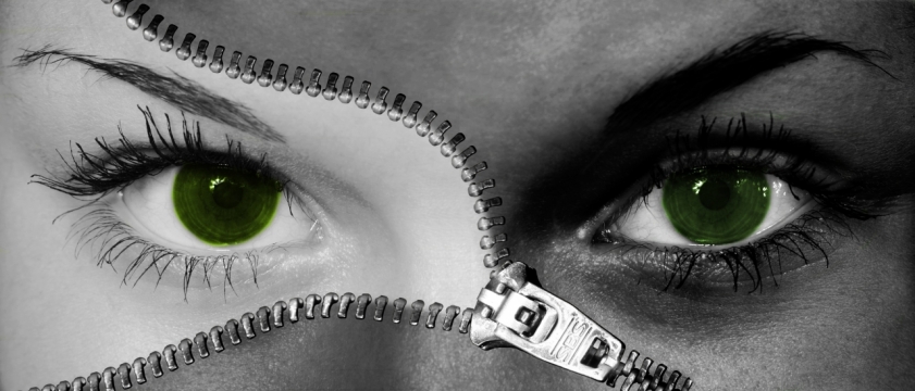 拉链合成女性面部特写创意设计