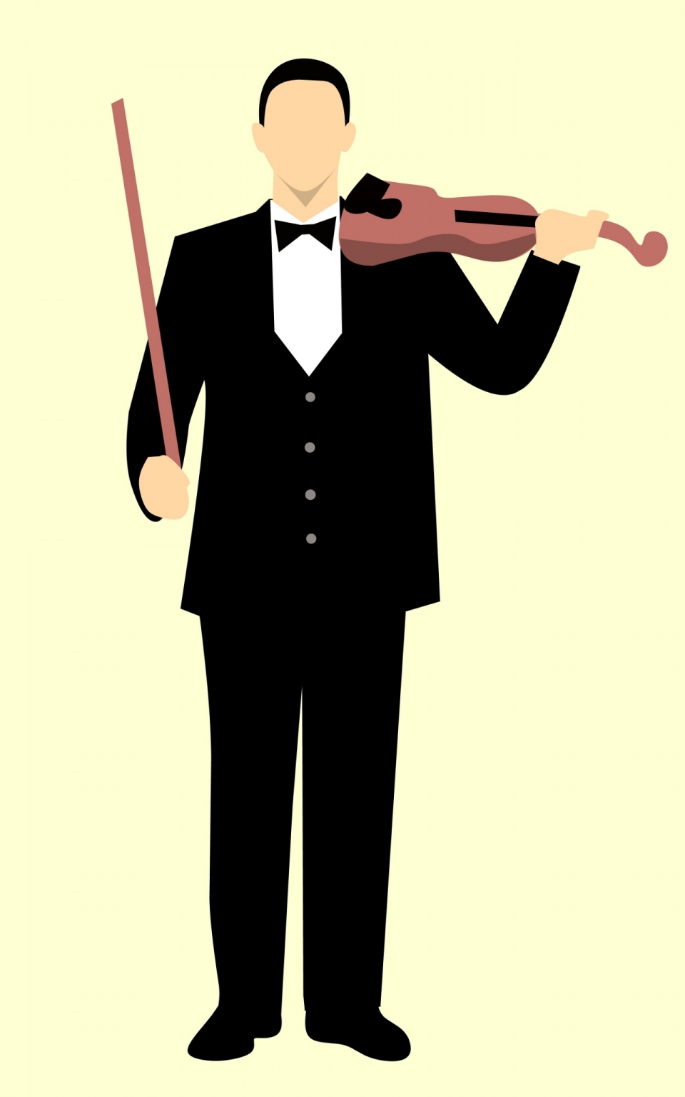 穿着黑礼服拉小提琴的男人卡通形象