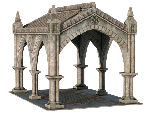 石墙建筑庭院模型设计