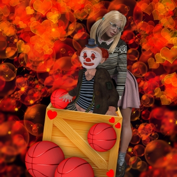 游戏小丑篮球运动家人艺术搞笑泡泡