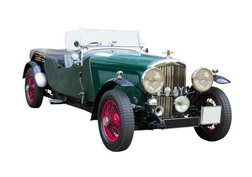 透明背景素材绿色古典轿车